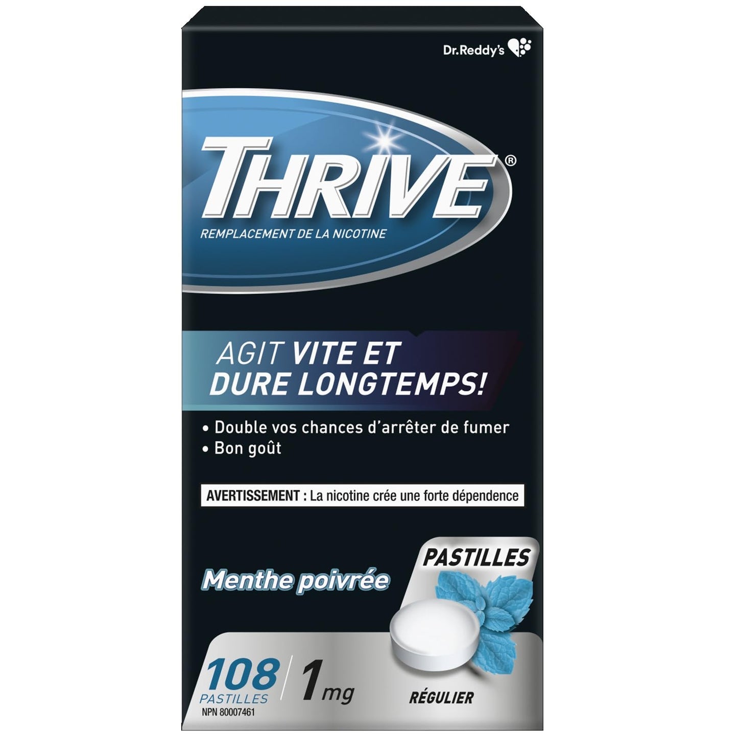 Thrive Nicotine Replacement Lozenges, 1mg Regular Strength, Peppermint, 108 Count