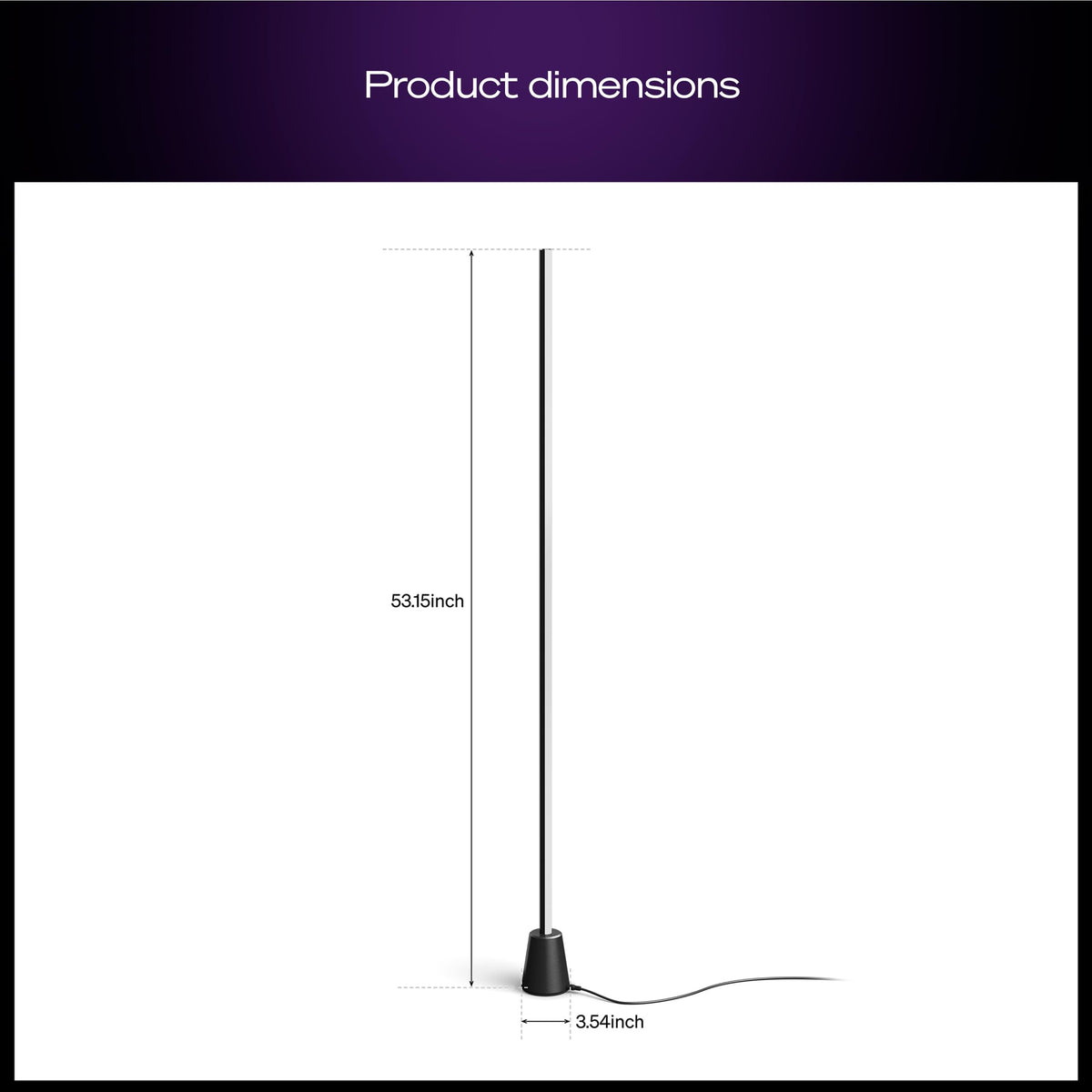 Philips Hue Play Floor Lamp, RGBWWIC LED, 53”, White Ambiance, Multicolor Gradients, Smart Lighting, Alexa, Google Home, Apple Home, TV Sync Requires Hue Bridge and Sync Box (Both Sold Separately)