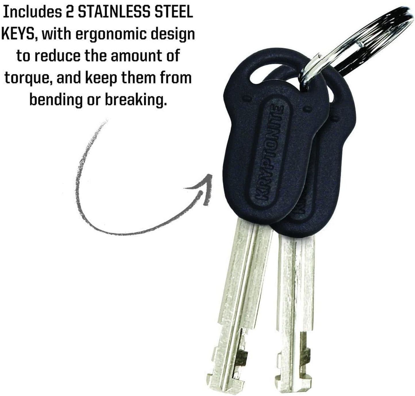 Kryptonite Bike U-Lock with Braided Steel Cable, High Security Anti-Theft Bicycle U Lock, 12mm Shackle and 8mm x4ft Length Security Cable with Keys for Scooter Road Mountain Bikes,Black Kryptonite