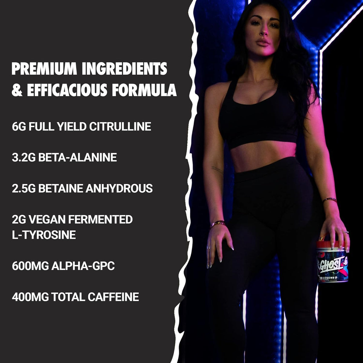 Ghost Legend All Out Pre Workout Powder | Increased Energy, Pumps, Focus | L-Citrulline, Beta Alanine, Beta Alanine Blend | Vegan, Gluten Free, Sugar Free | 40 Servings, 400g (Blue Raspberry)