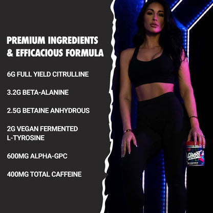 Ghost Legend All Out Pre Workout Powder | Increased Energy, Pumps, Focus | L-Citrulline, Beta Alanine, Beta Alanine Blend | Vegan, Gluten Free, Sugar Free | 40 Servings, 400g (Blue Raspberry)