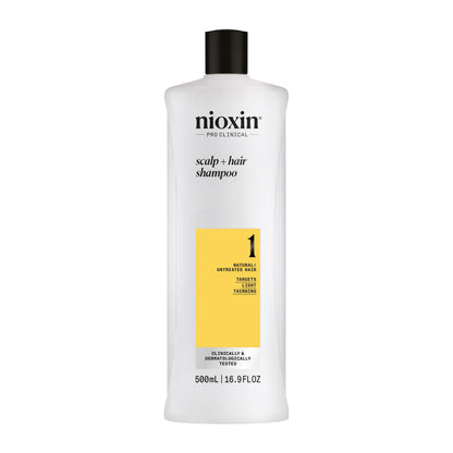 Nioxin System 1 Scalp + Hair Thickening Shampoo | For Natural Hair with Light Thinning | Strengthen Against Breakage with Niacinamide & Biotin | 16.9 Fl Oz NIOXIN