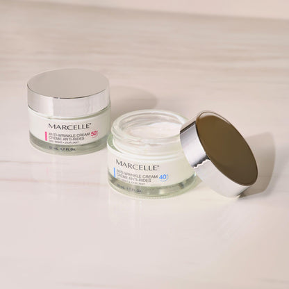Marcelle Anti-Wrinkle Cream 50+, Day & Night, Anti-Aging Cream, Reduces Fine Lines & Wrinkles, 24H Hydration, Fragrance-Free, Hypoallergenic, Cruelty-Free, 50 mL - Available at All In One Marketplace Canada