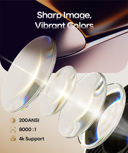 Magcubic Mini Projector with 4K Support, Portable Projector with WiFi 6 and Bluetooth 5.4, Auto Keystone, 200 ANSI, 180° Rotation, Built-in Apps, Smart Projecteur for Outdoor Home Theater