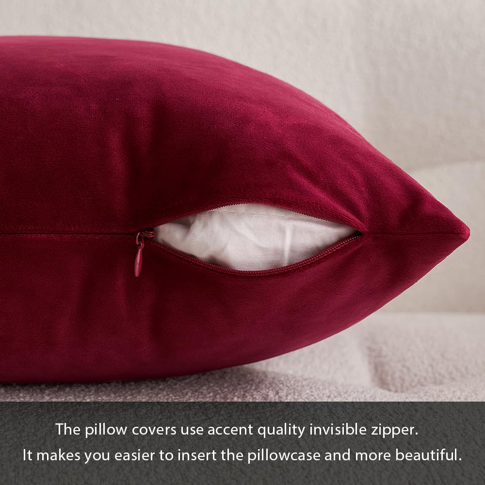 MIULEE Pack of 2 Christmas Velvet Throw Pillow Covers 18x18 Wine Red 🍁 All In One Marketplace Canada