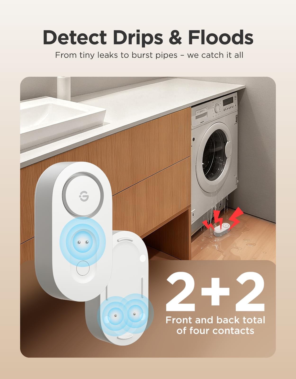 GoveeLife Upgraded smart Water Leak Detector 1s with 1804ft Ultra-Long Range, WiFi Water Sensor with SMS/Email/APP Push and Sound Alarm, 5-Year Battery Life, 3 Pack, Suit for Home, Basement, Kitchen