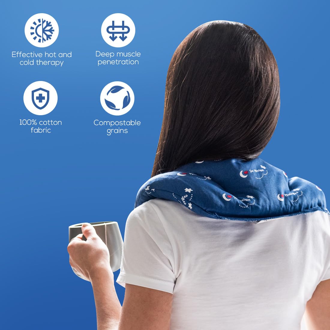 The Original Magic Bag Neck-to-Back Heating Compression, Hot/Cold Therapy for Neck Pain Relief, Awarded with the Family-Tested, Family-Approved Seal, Cordless, 48 x 31 cm (19” x 12”) - Available at All In One Marketplace Canada