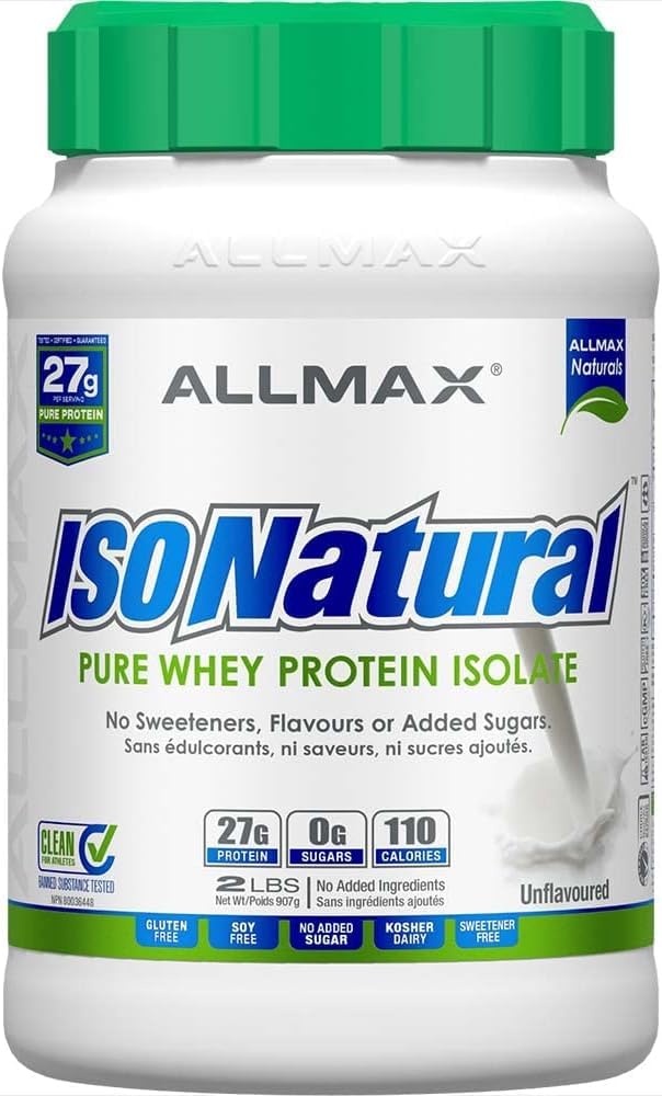 ALLMAX ISONATURAL Protein Isolate Powder, Unflavored, 2 lb, 31 Servings ALLMAX