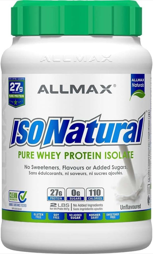 ALLMAX ISONATURAL Protein Isolate Powder, Unflavored, 2 lb, 31 Servings ALLMAX