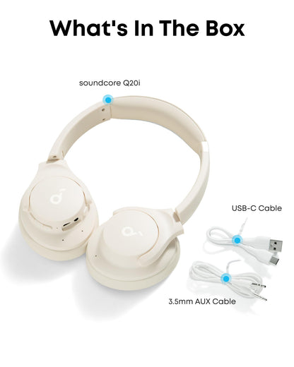soundcore by Anker Q20i Hybrid Active Noise Cancelling Headphones, Wireless Over-Ear Bluetooth, 40H Long ANC Playtime, Hi-Res Audio, Big Bass, Customize via an App, Transparency Mode, Ideal for Travel