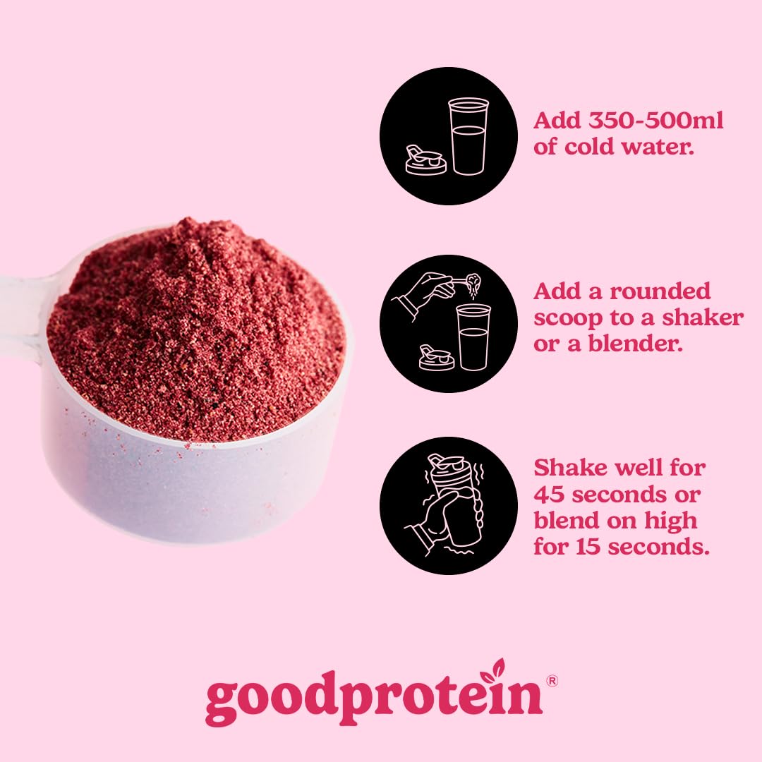 GoodProtein Red Superfood Juice Powder - Mixed Berries with 40mg Natural Caffeine, Antioxidant & Polyphenol Support, Low Sugar, Non-GMO | 225g (30 Servings)