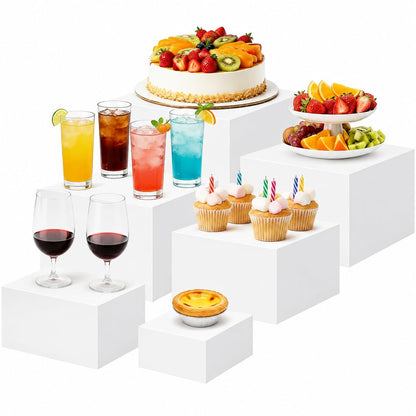 6 Pcs Buffet Risers,Acrylic Food Risers,White Dessert Stands for Buffet Table Display, Cupcake Tower, Cake Stand, Jewelry Show, Catering Events (3" + 4" + 5"+6"+7"+8") 🍁 All In One Marketplace Canada