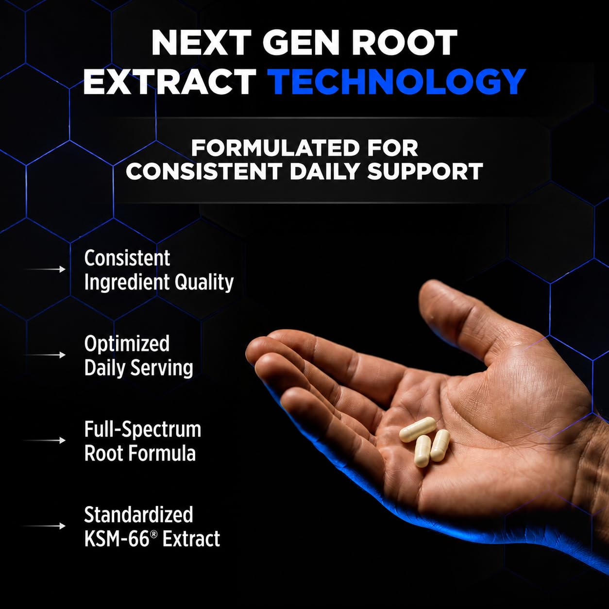 ALLMAX Ashwagandha KSM-66 Capsules - Full Spectrum Root Extract Supplement - Muscle Strength & Recovery, Stress Relief - 60 Veggie Caps, 30 Servings, Non-GMO, Gluten Free - Available at All In One Marketplace Canada