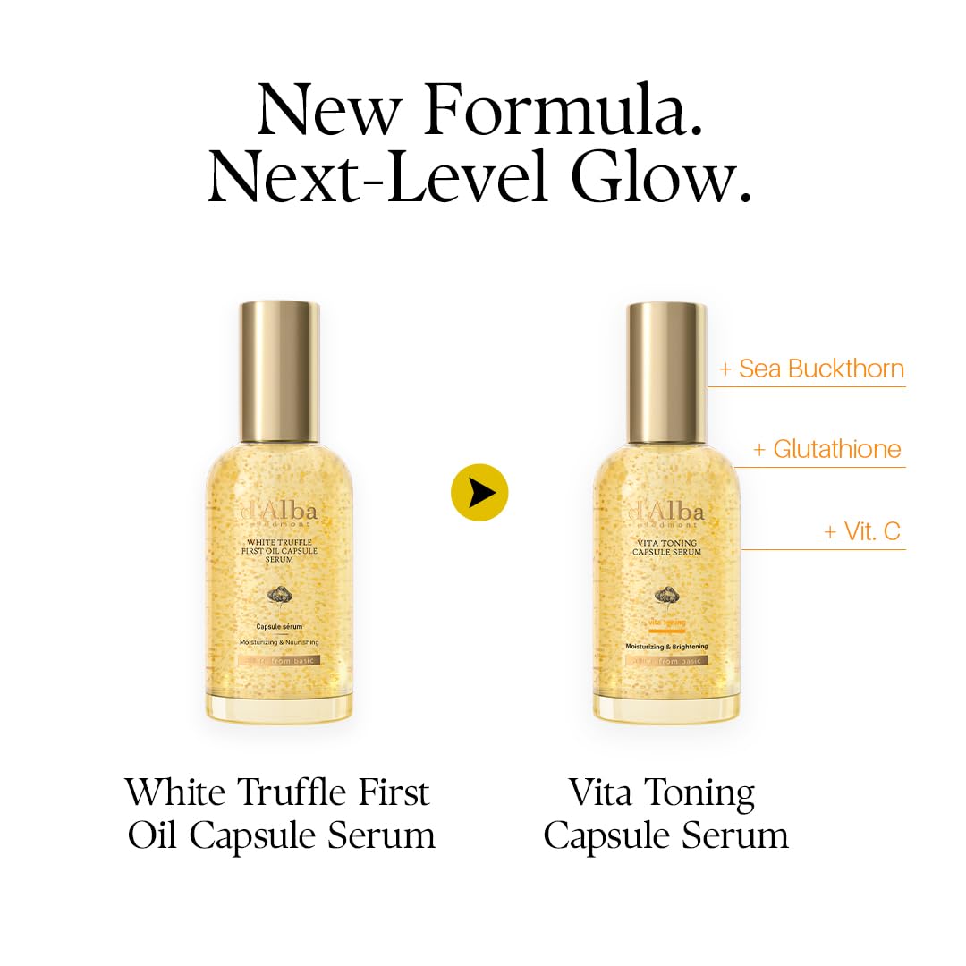 d'alba Piedmont Vita Toning Capsule Serum (100ml), Large Size, Daily Vita Boost for Luminous Skin, Double Vitamin Formula - Available at All In One Marketplace Canada