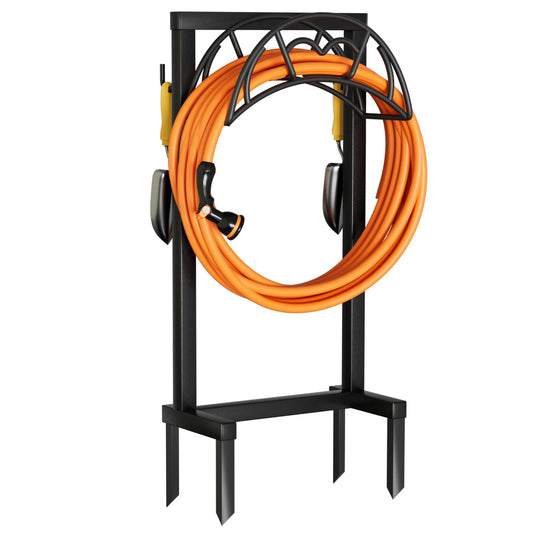 Garden Hose Holder, Freestanding Heavy Duty Water Hose Holder for Outside, Upgraded Metal Hose Stand with 150-Foot Capacity, Detachable Garden Hose Storage Hose Reel Rack, Black - Available at All In One Marketplace Canada