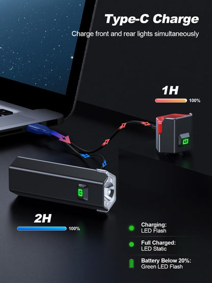 Oldowl Upgraded Bike Lights Super Bright, 4+6 Modes Rechargeable Bike Lights Front and Back with Side Lights, 360°Rotatable Bike Headlight, IP65 Waterproof Bicycle TailLight, Reflectors Accessories - Available at All In One Marketplace Canada