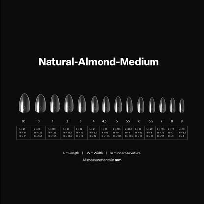 APRÉS Gel-X® Almond Box of Nail Tips | 280 Soft Gel Nail Tips, 14 Sizes 00-9 | Half-sizes Included (Natural Almond Medium, 280 Count)
