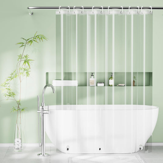 Seenus PEVA 8G Clear Shower Curtain Liner with 3 Large Magnets, Bpa-Free Waterproof Plastic Shower Curtain for Bathroom, 72 x 72 inch Completely Transparent Shower Liner Mildew Resistant