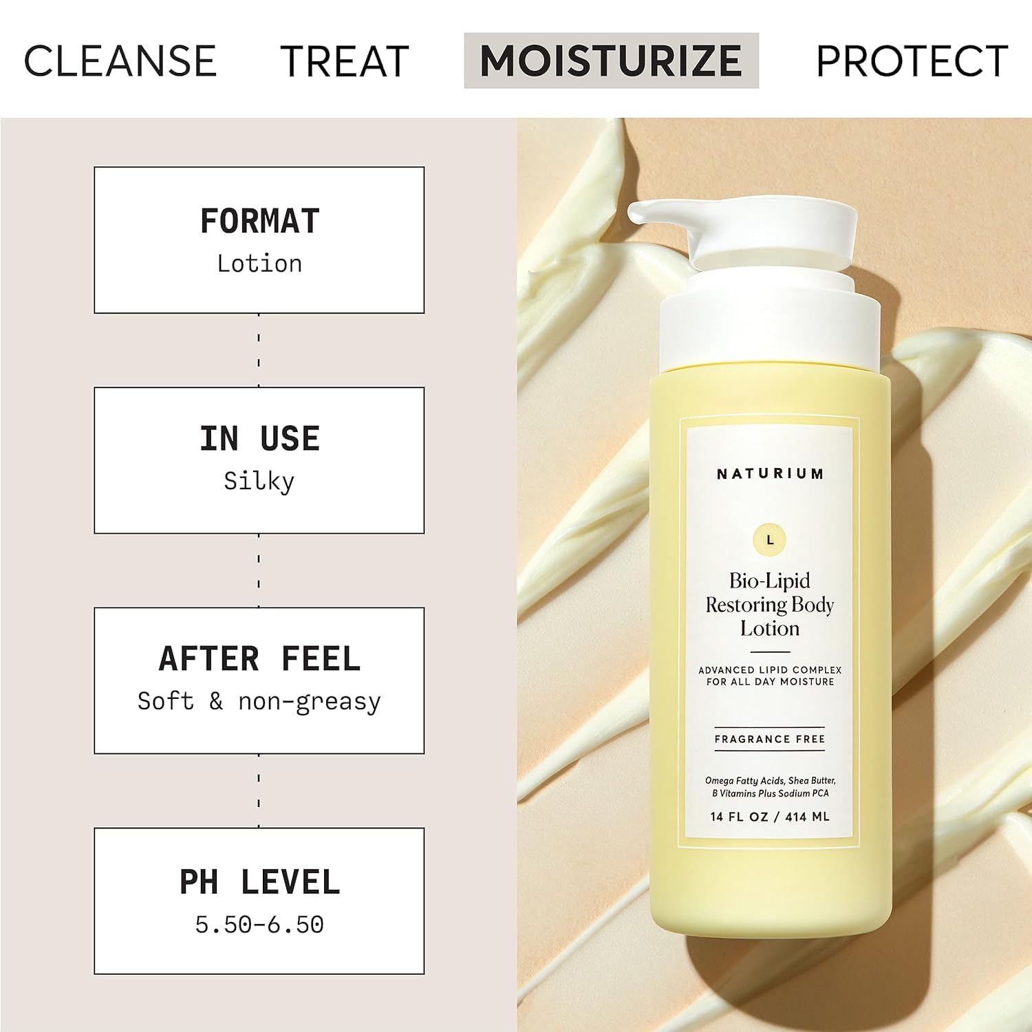 Naturium Bio-Lipid Restoring Body Lotion | Replenishing Moisturizing Cream, With Shea Butter, B Vitamins & Sodium PCA | 14 FL OZ / 414 ml - Available at All In One Marketplace Canada