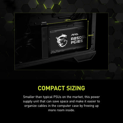 MSI MAG A850GL PCIE5, Fully Modular Compact Gaming 850W Power Supply, 80+ Gold, ATX 3.1 & PCIe 5.1 Ready, Native Dual-Color 12V-2x6 Cable, 10 Year Warranty 🍁 All In One Marketplace Canada