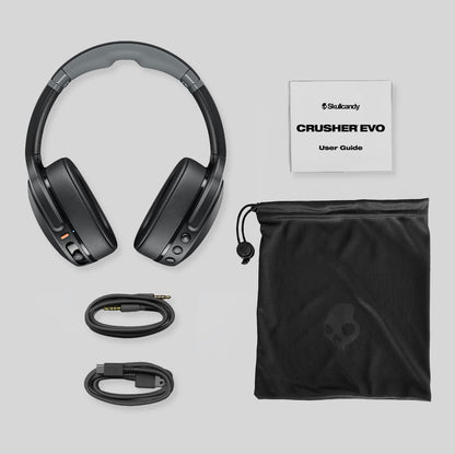 Skullcandy Crusher Evo Wireless Bluetooth Headphones with Multi-Sensory Bass, Noise Isolating Over-Ear Fit, Up to 40 Hours Battery, Microphone for iPhone Android - True Black - Available at All In One Marketplace Canada