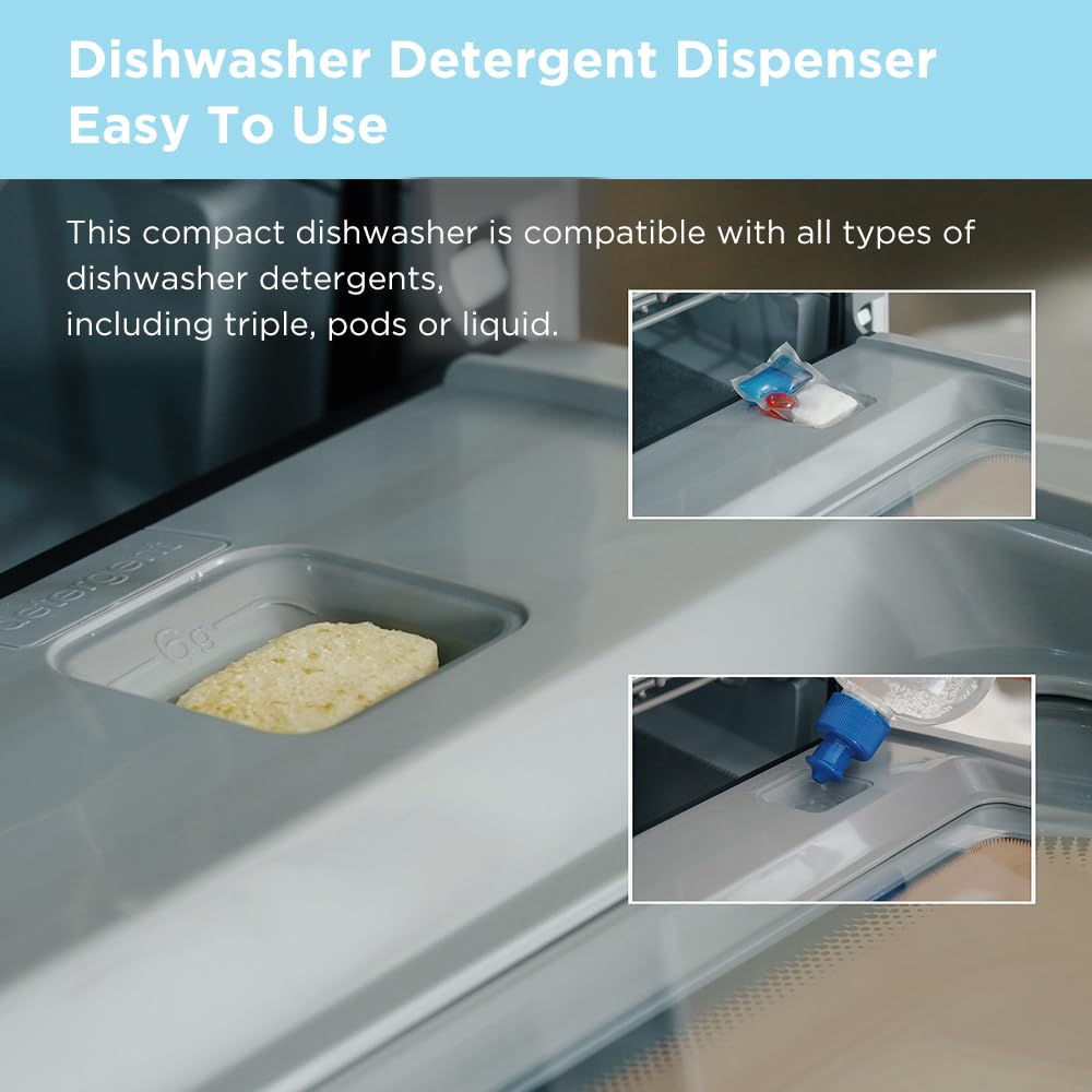 Midea Countertop Dishwasher, Portable Dishwasher with 6 Wash Programs,Black