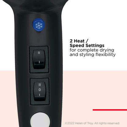 Revlon RV544FBLK Advanced Ionic Technology™ Hair Dryer with Diffuser, Powerful, Ionic Hair Dryer with Concentrator, Quick Dry, Lightweight, 2 Heat/ Speed Settings, Less Frizz, Shiny and Smooth Hair, Black REVLON