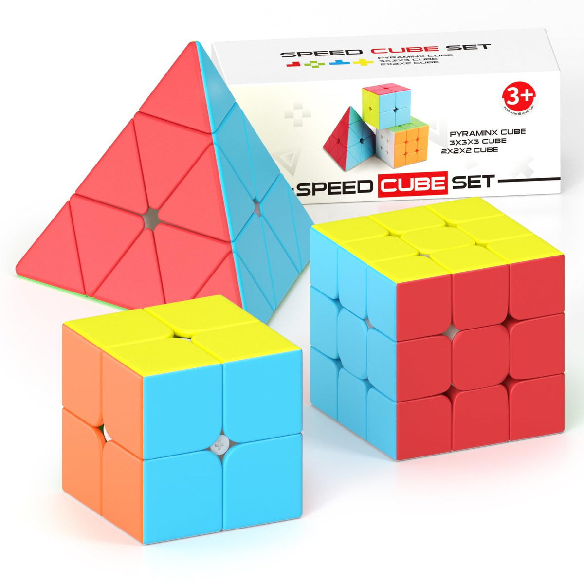 Vdealen Speed Cube Set, 2x2x2 3x3x3 Pyramid Magic Cube Set, Puzzle Cube Toys Birthday Party Christmas Stocking Stuffers Gift for Kids Teens Adults(Stickerless) 🍁 All In One Marketplace Canada