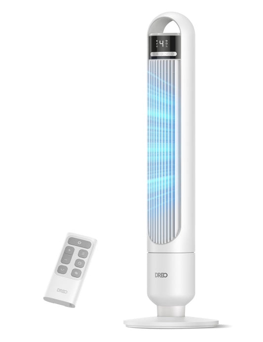 DREO Tower Fan for Bedroom, 90° Oscillating Standing Fans for Room with 4 Speeds, 3 Modes, 28dB Quiet for Sleep, 25ft/s Velocity, 8H Timer, Remote, Living Room, Office, Home, Black, TF117