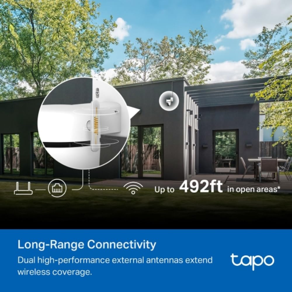 TP-Link Tapo 3K 5MP Pan/Tilt Outdoor Wired Security Wi-Fi Camera, 360° Visual Coverage, Starlight Full-Color Night Vision Up to 98ft, Person/Pet/Venicle Detection,Physical Privacy Mode (Tapo C530WS)