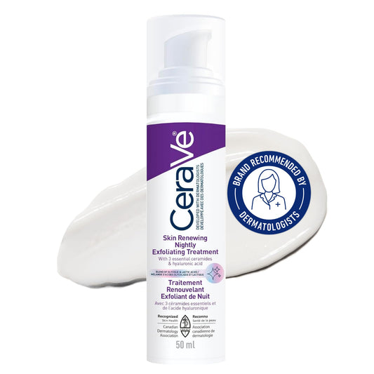 CeraVe Skin Renewing Nightly Exfoliating Treatment for Healthy Aging, Fine Lines, Wrinkles, Dullness and Pores. Face Serum with Glycolic Acid, Hyaluronic Acid & Ceramides, Fragrance-Free, 50ml - Available at All In One Marketplace Canada
