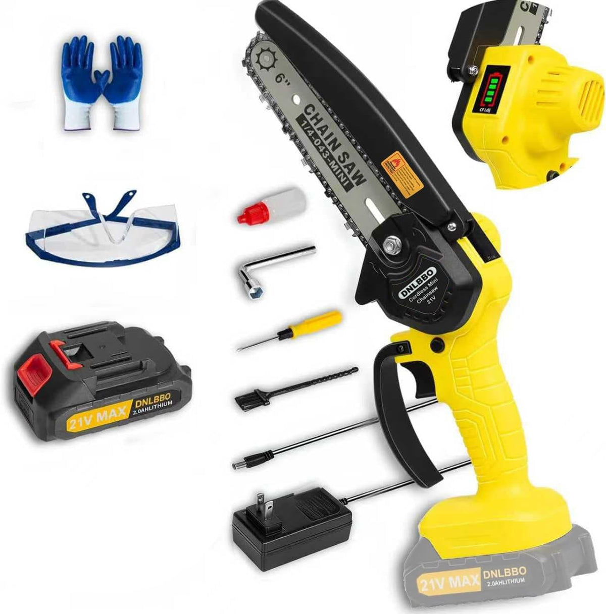 Mini Chainsaw Cordless,6 Inch Handheld Electric Power Chain Saw with Power Display, for Trees Branches Trimming,Wood Cutting, Holiday Gifts for Men, Fathers & Gardening Enthusiasts 🍁 All In One Marketplace Canada
