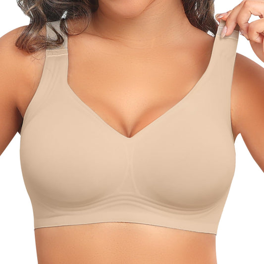 PoseFree Jelly Bras for Women Full Coverage Full Support and Lift No Underwire Back Smoothing Bralette Everyday Bra (Nude,XL)