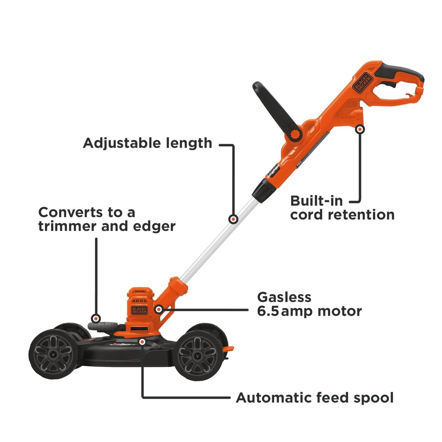 BLACK+DECKER Electric Lawn Mower, String Trimmer, Edger, 3-in-1, Corded (BESTA512CM) BLACK+DECKER