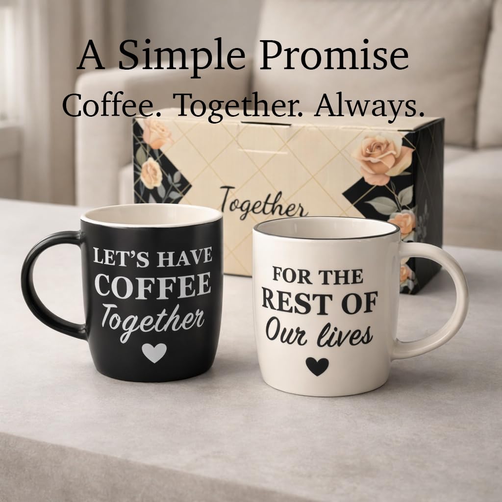 Triple Gifffted Lets Have Coffee Together Mug Set for Couples 380ml Ceramic 🍁 All In One Marketplace Canada