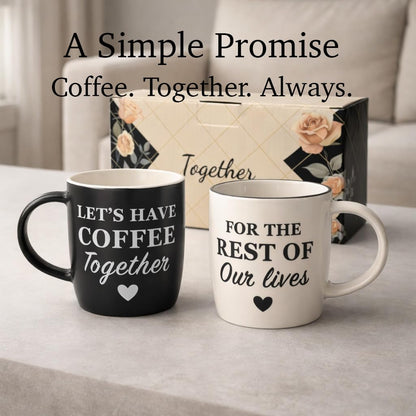 Triple Gifffted Lets Have Coffee Together Mug Set for Couples 380ml Ceramic 🍁 All In One Marketplace Canada