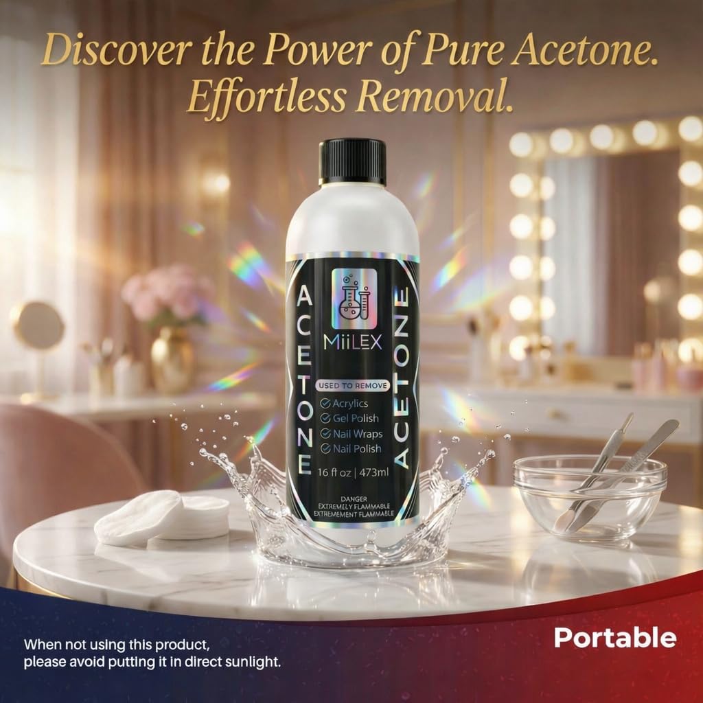 Acetone 16oz Made in Canada - Nail Polish Remover, Professional Strength Gel, Acrylic & Dip Remover – Fast Acting - Available at All In One Marketplace Canada