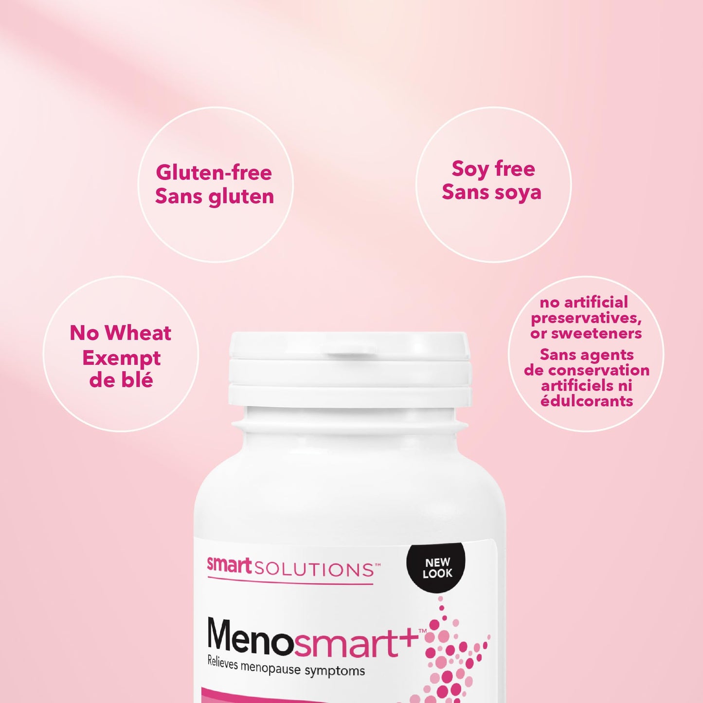 Smart Solutions Menosmart+ Vegetarian Capsules, Reduces Hot Flashes and Night Sweats, Promotes a Calm Mood, and Relieves Menopause Symptoms. With Sage, Black Cohosh, and Chasteberry, Gluten-Free, 120 Count - Available at All In One Marketplace Canada