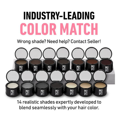 BOLDIFY Hairline Powder - Root Touch Up Hair Color for Gray Coverage - Bald Spot Concealing Hair Powder for Women & Men - 24-Hour Stain-Proof - Black