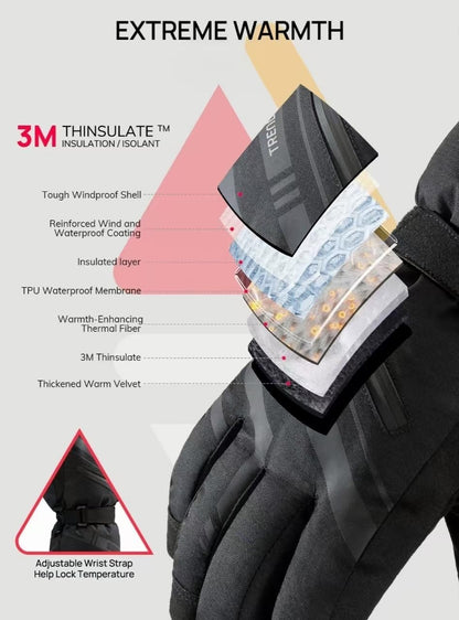 TRENDOUX Winter Gloves Men Women Cold Weather Ski Thermal Mens Gloves Man with Thermohandz Warming Hot Lining Grip Silicone for Motorcycle Adult Skiing Driving Biking Riding Skating - Black L 🍁 All In One Marketplace Canada