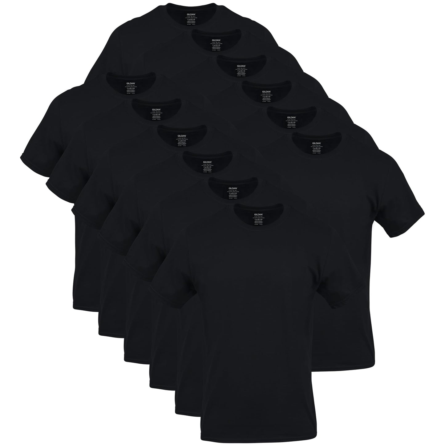 GILDAN Men's Crew T-Shirts, Multipack, Style G1100, Black (6-Pack), X-Large