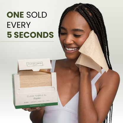 Clean Skin Club Bamboo Viscose Clean Towels® XL 100% USDA Biobased Face Towel, Disposable Face Towelette, Makeup Remover Dry Wipes, Ultra Soft, 50 Ct, 1 Pack - Available at All In One Marketplace Canada