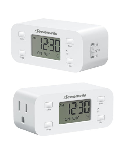 DEWENWILS 2 Pack 24 Hour Programmable Digital Timer Outlet, 1 Outlet, White 🍁 All In One Marketplace Canada
