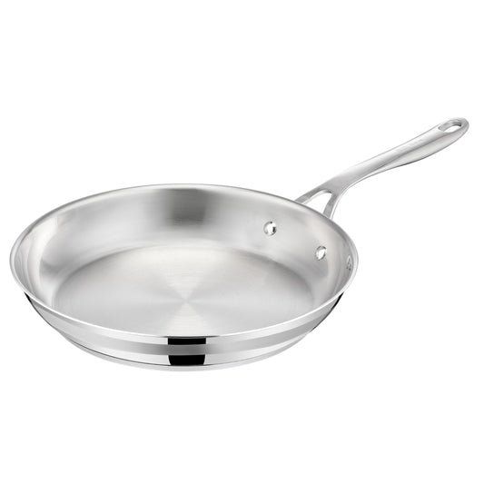 Jamie Oliver by Tefal Cook Smart Frying Pan 11 in / 28 cm, Uncoated Stainless Steel Frying Pan, Robust, Fast Heating, Even Cooking, Riveted Handle, Induction Safe, Oven and Dishwasher Safe T-Fal