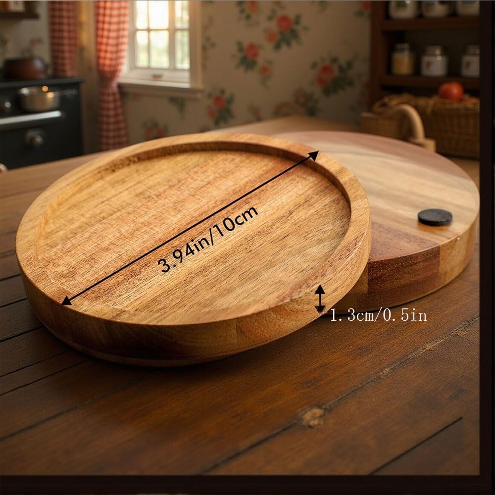 MDTARVF Acacia Wood Coasters with Lip Holder for Drinks Set of 6, Wooden Drink Coaster Round for Home Christmas Decor Beverage Beer Cup Modern Bar Coaster with Non-Slip Pad Cup Coasters 3.94 Inch 🍁 All In One Marketplace Canada