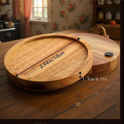 MDTARVF Acacia Wood Coasters with Lip Holder for Drinks Set of 6, Wooden Drink Coaster Round for Home Christmas Decor Beverage Beer Cup Modern Bar Coaster with Non-Slip Pad Cup Coasters 3.94 Inch 🍁 All In One Marketplace Canada