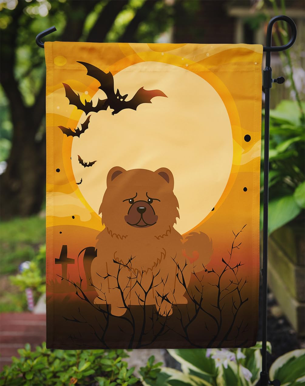 Drapeau de jardin format petit Caroline's Treasures BB4408GF Halloween Chow Chow rouge, multicolore