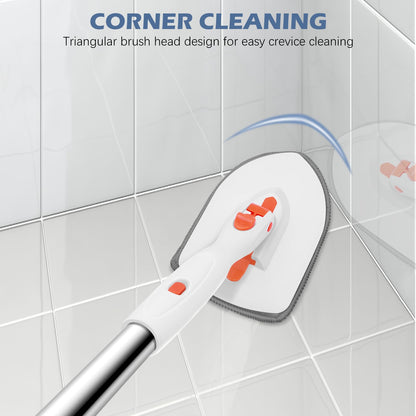 Setsail Floor Scrub Brush, 3-In-1 Tile Tub Floor Scrubber with 52-inch Adjustable Long Handle Shower Cleaner Brush and 3 Detachable Replacement Brush Heads for Cleaning Bathroom Kitchen Walls Tub Tile - Available at All In One Marketplace Canada