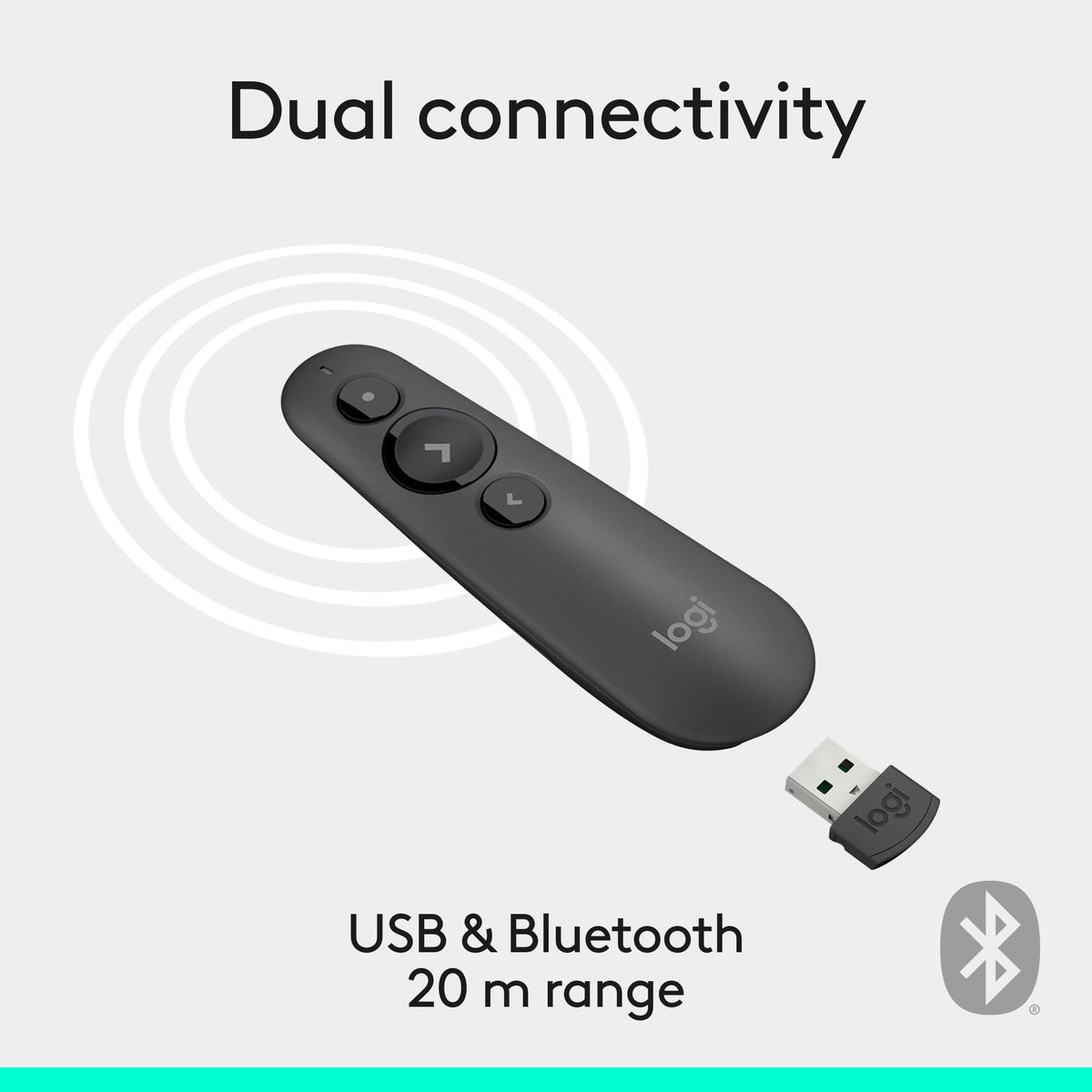 Logitech R500s Laser Presentation Remote Bluetooth USB A Receiver - Black