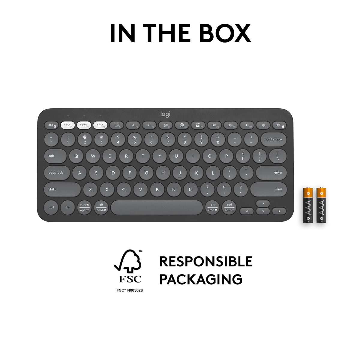 Logitech Pebble Keys 2 K380s Wireless Bluetooth Keyboard - Tonal Graphite